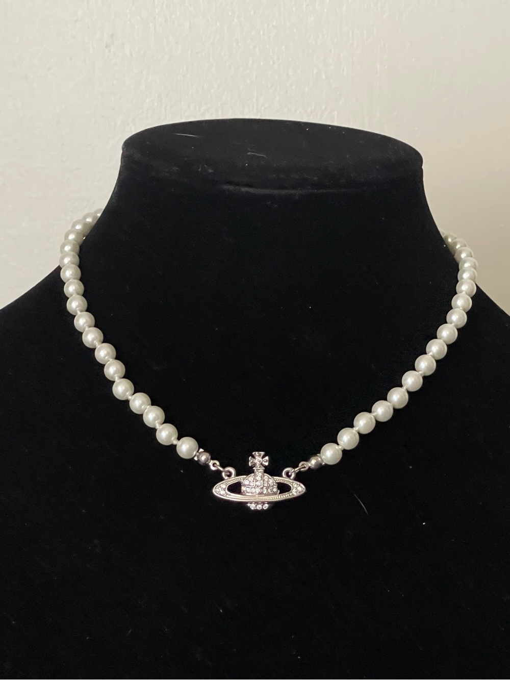 Vivienne Westwood Pearl Choker with Silver Orb Pendant